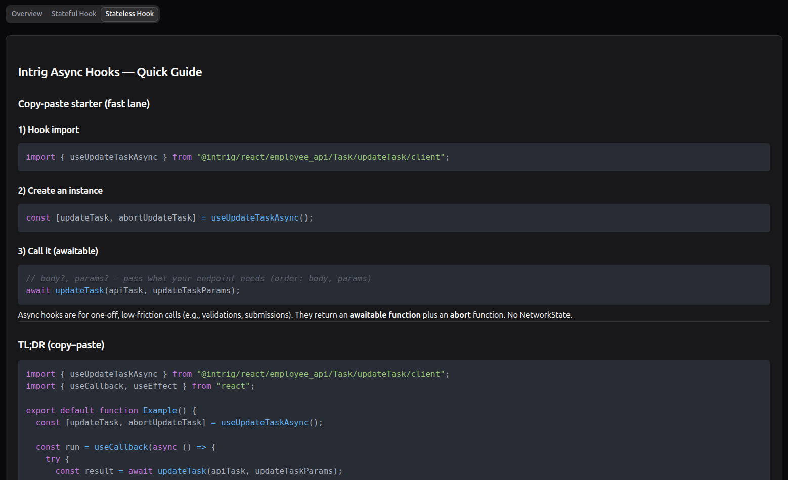 React Stateless Hook